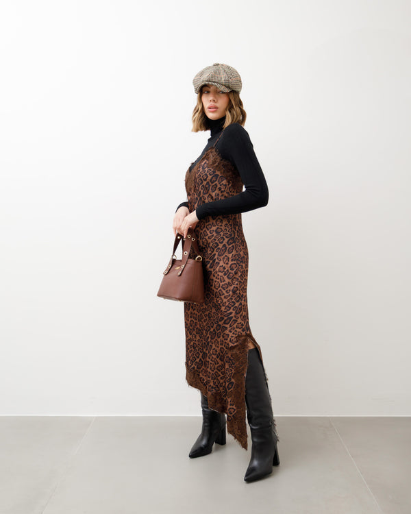 Abito lungo satin animalier - R12119