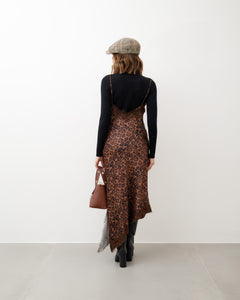 Abito lungo satin animalier - R12119