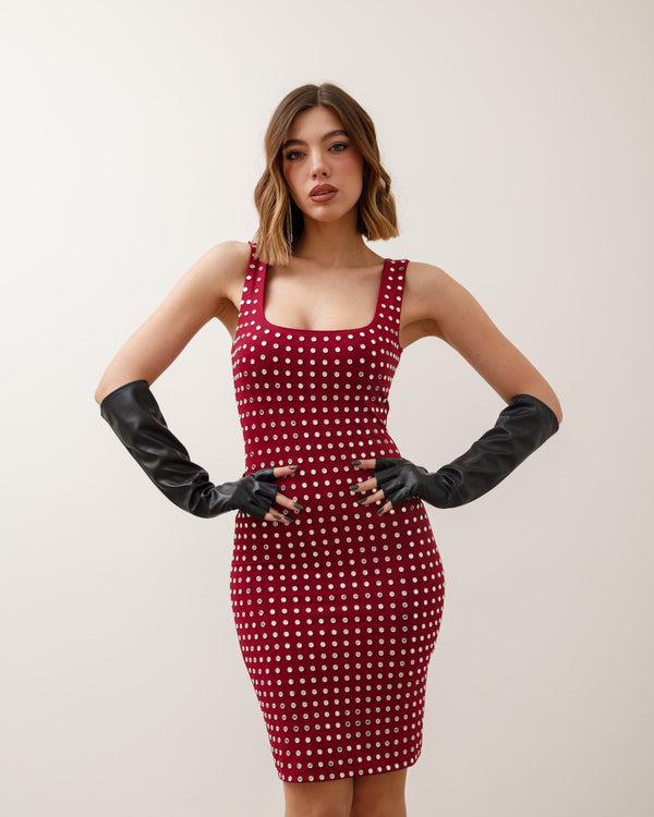 Abito midi con borchie specchiate - R13037