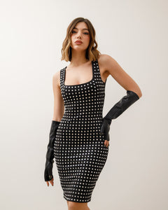 Abito midi con borchie specchiate - R13037