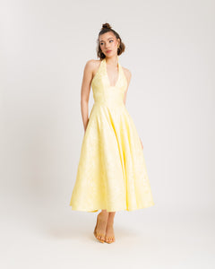 Abito midi gonna ampia GIALLO - 527016