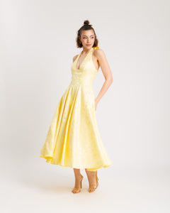 Abito midi gonna ampia GIALLO - 527016