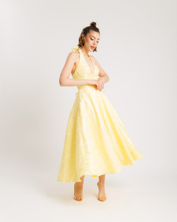 Abito midi gonna ampia GIALLO - 527016
