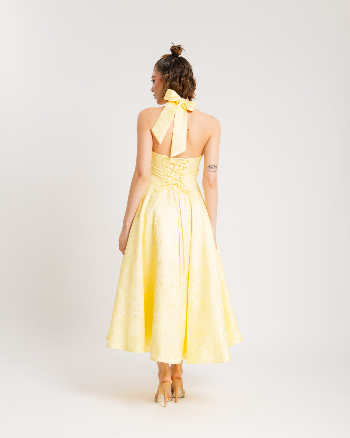 Abito midi gonna ampia GIALLO - 527016
