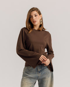 Maglia Althèa busto aderente MARRONE - C281