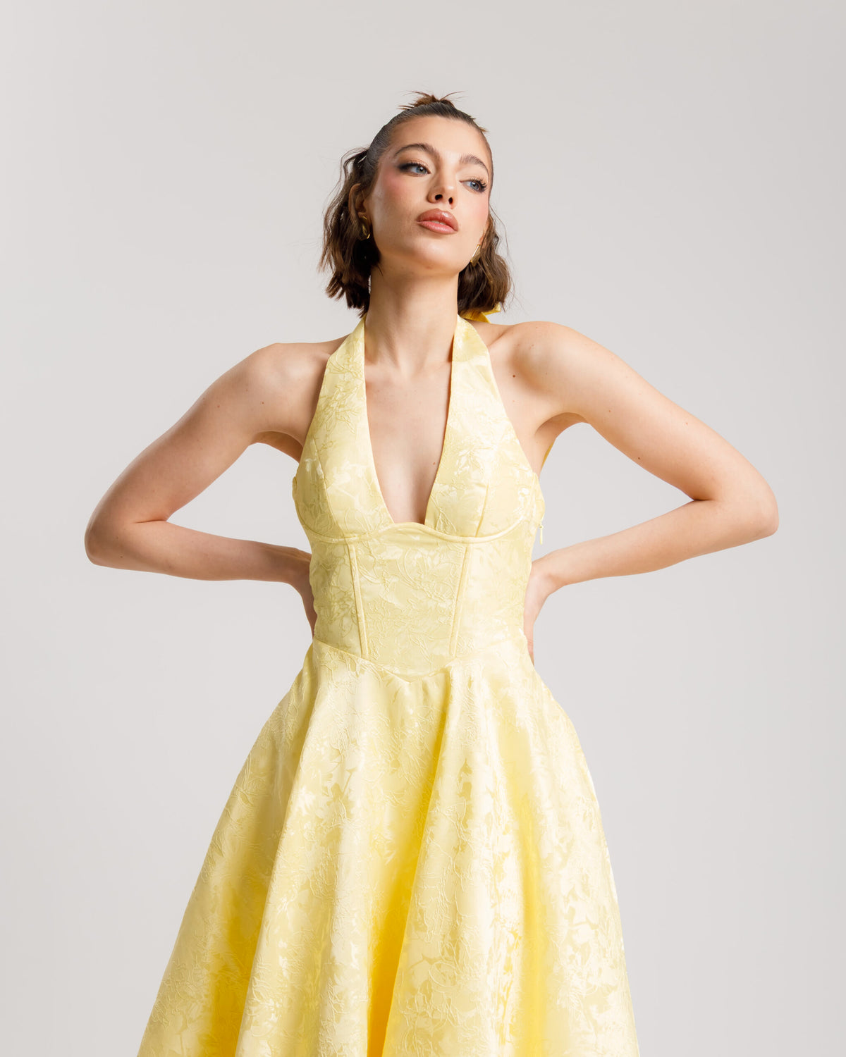 Abito midi gonna ampia GIALLO - 527016