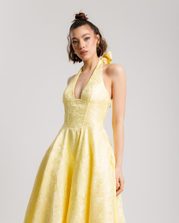 Abito midi gonna ampia GIALLO - 527016