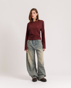 Maglia Althèa busto aderente BORDEAUX - C281