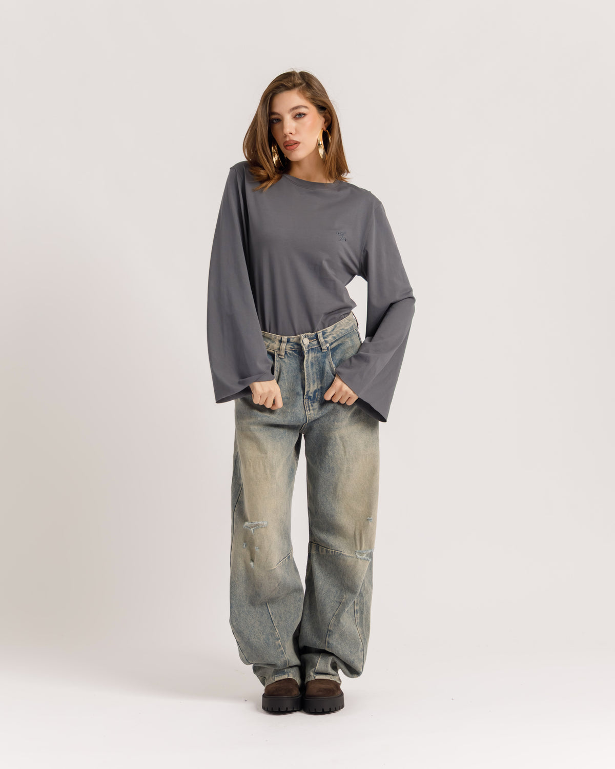 Maglia Althèa busto aderente GRIGIO PIOMBO - C281