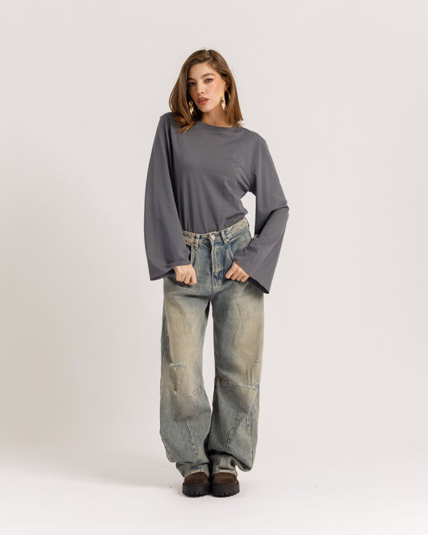 Maglia Althèa busto aderente GRIGIO PIOMBO - C279