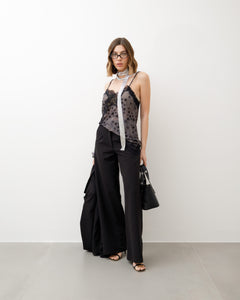 Top in pizzo stampato - H12357