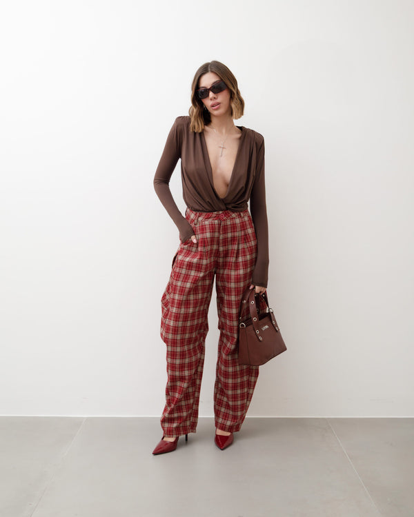 Pantaloni ballon tartan rosso - P12767