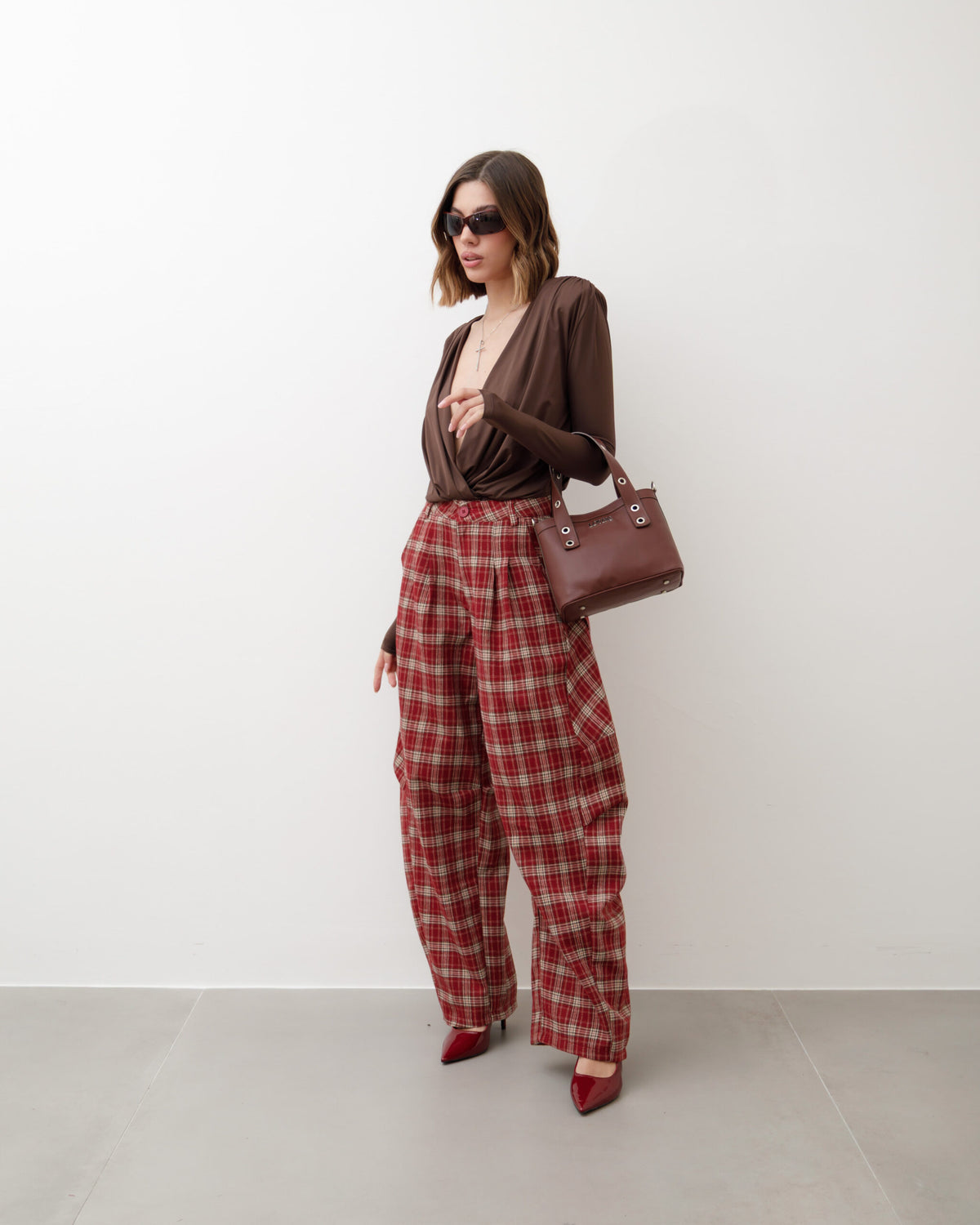 Pantaloni ballon tartan rosso - P12767