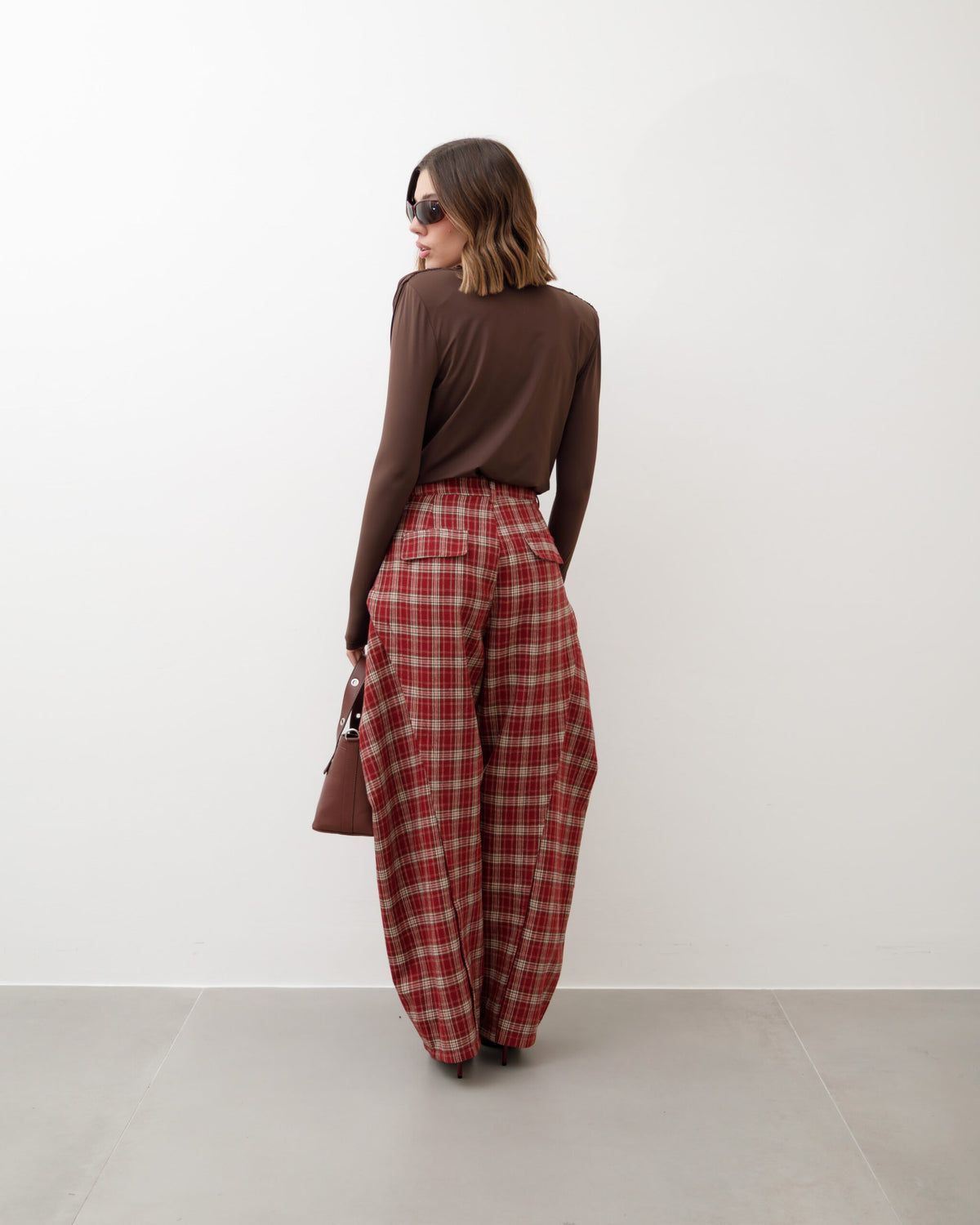 Pantaloni ballon tartan rosso - P12767