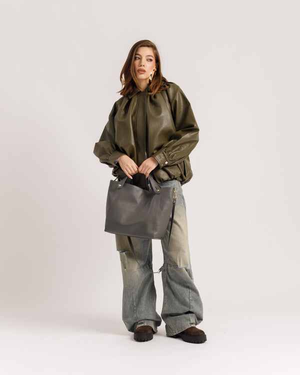 Bomber volume finta pelle OLIVA - CV2237