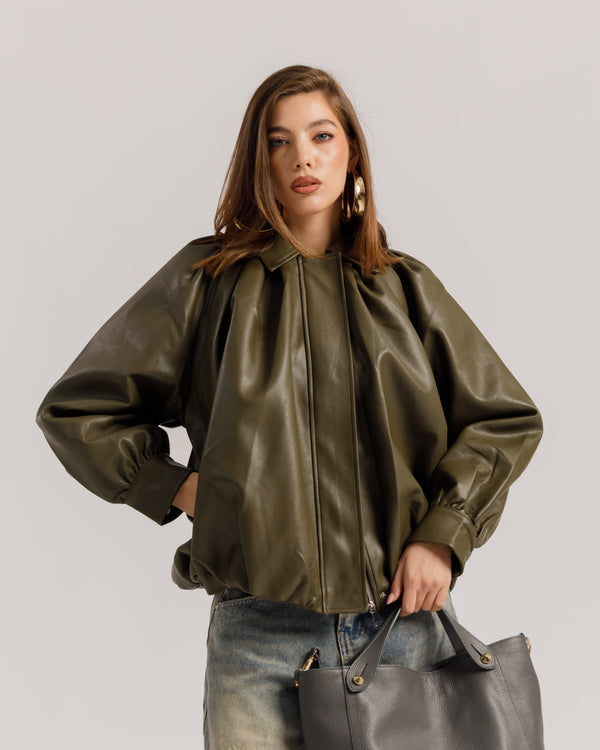 Bomber volume finta pelle OLIVA - CV2237