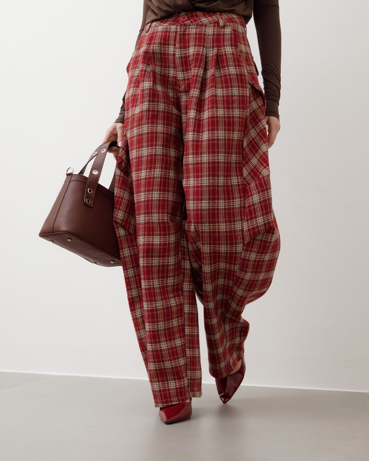 Pantaloni ballon tartan rosso - P12767