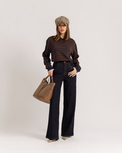Jeans wide leg blu scuro - H6208