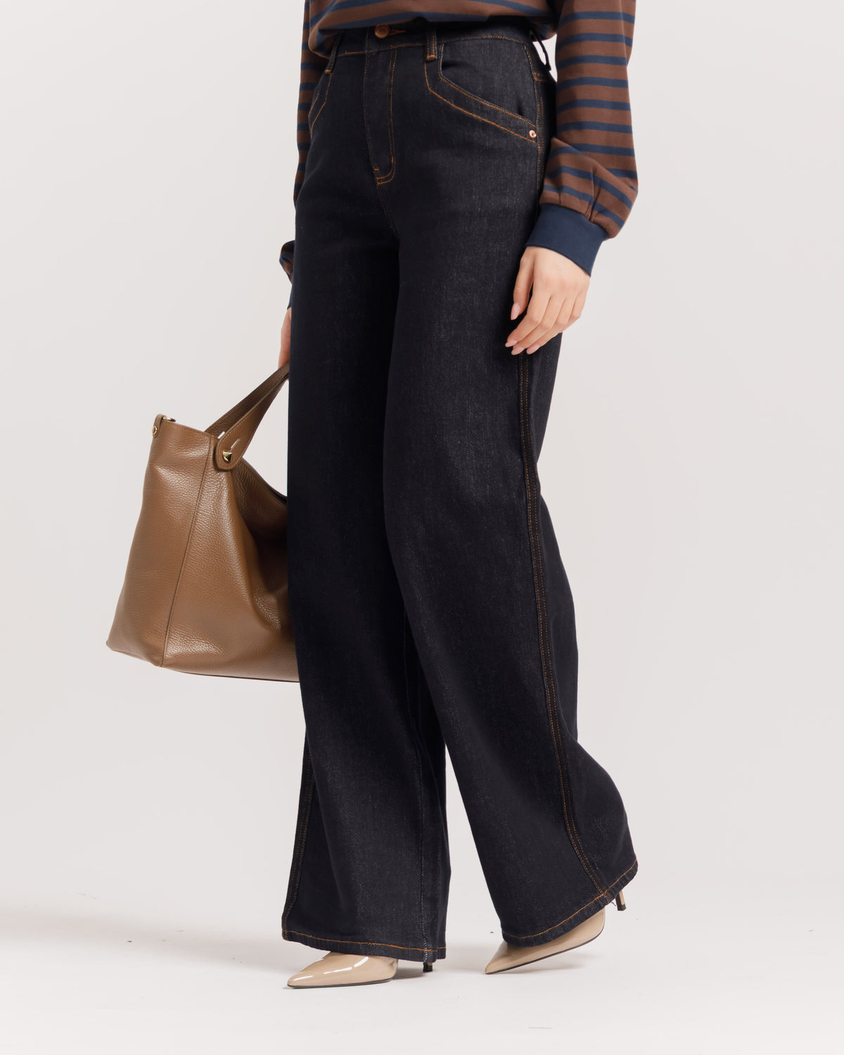 Jeans wide leg blu scuro - H6208