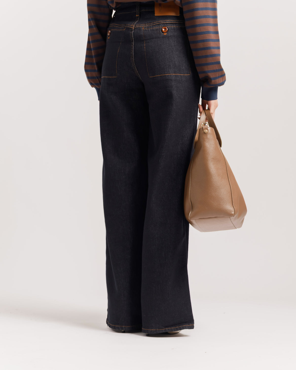 Jeans wide leg blu scuro - H6208