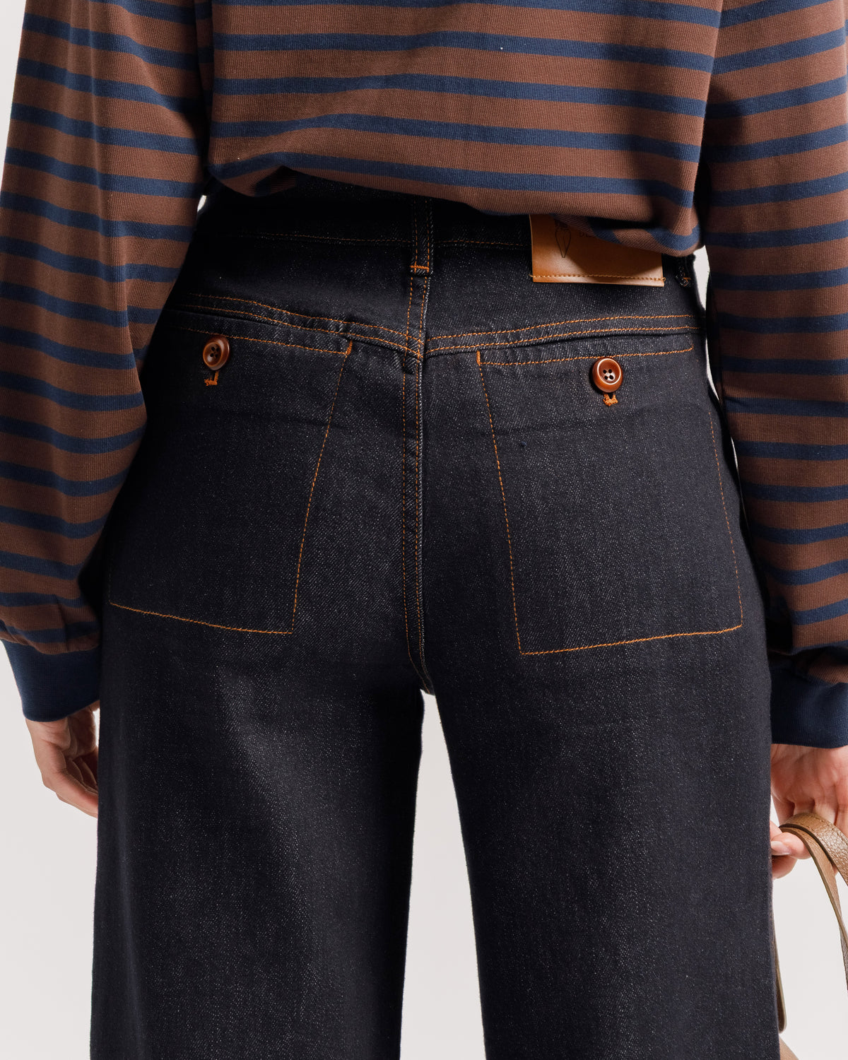 Jeans wide leg blu scuro - H6208