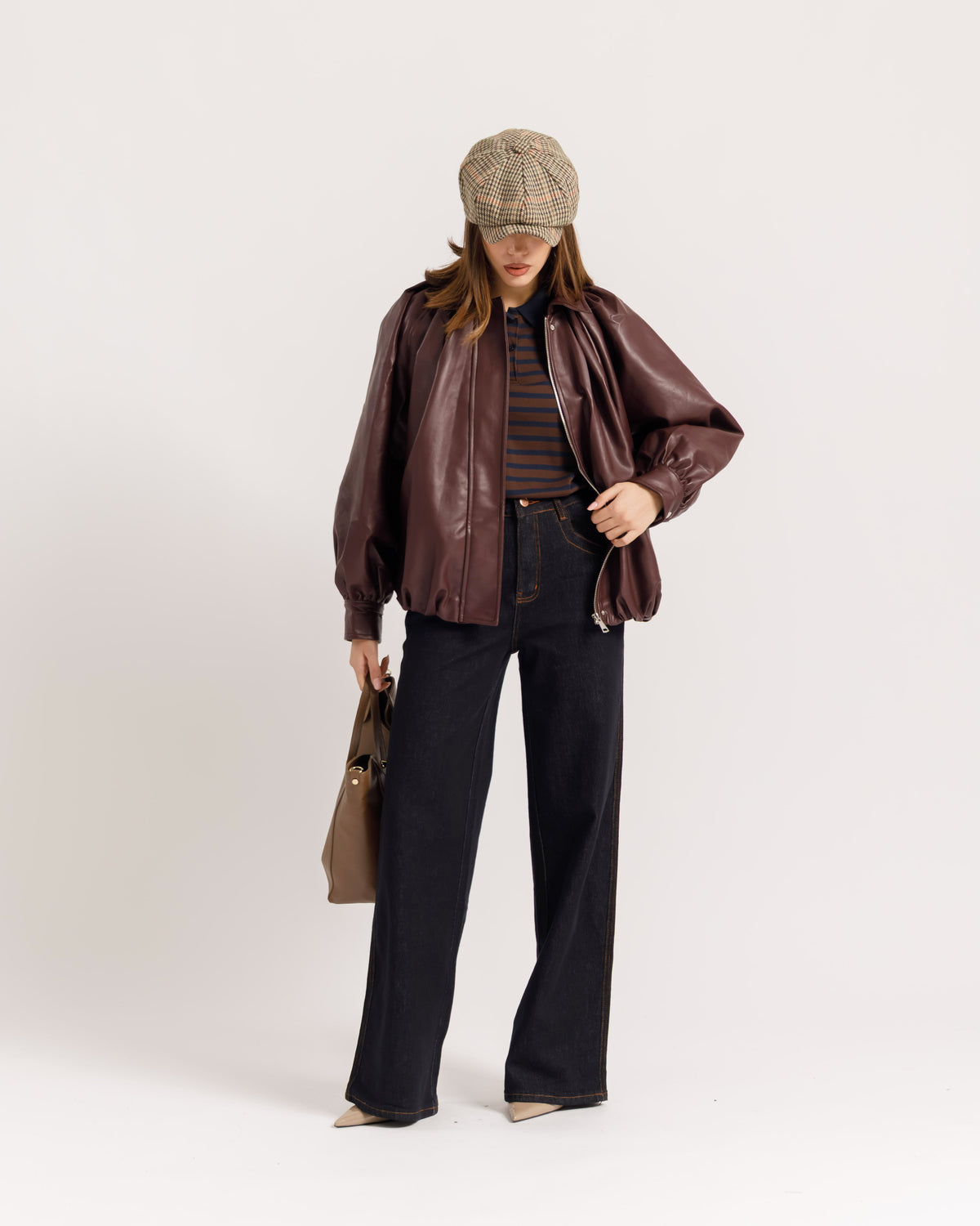 Bomber volume finta pelle BORDEAUX - CV2237