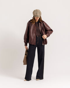 Bomber volume finta pelle BORDEAUX - CV2237