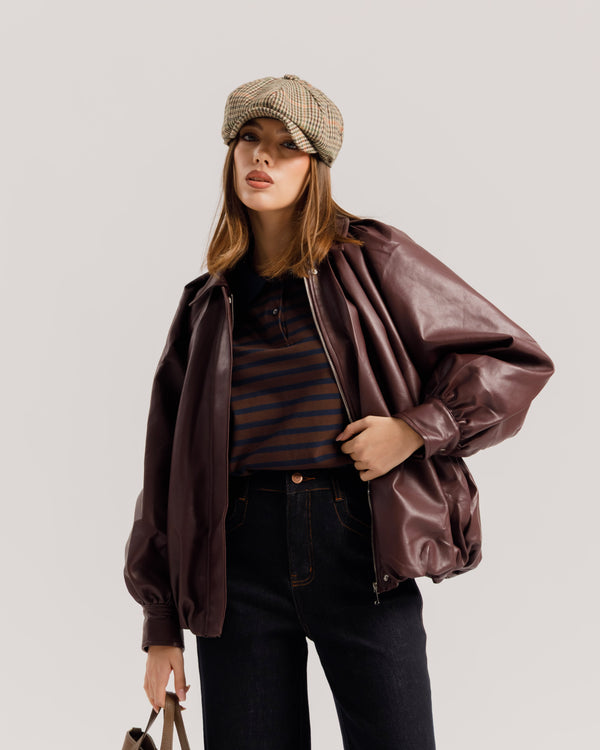 Bomber volume finta pelle BORDEAUX - CV2237