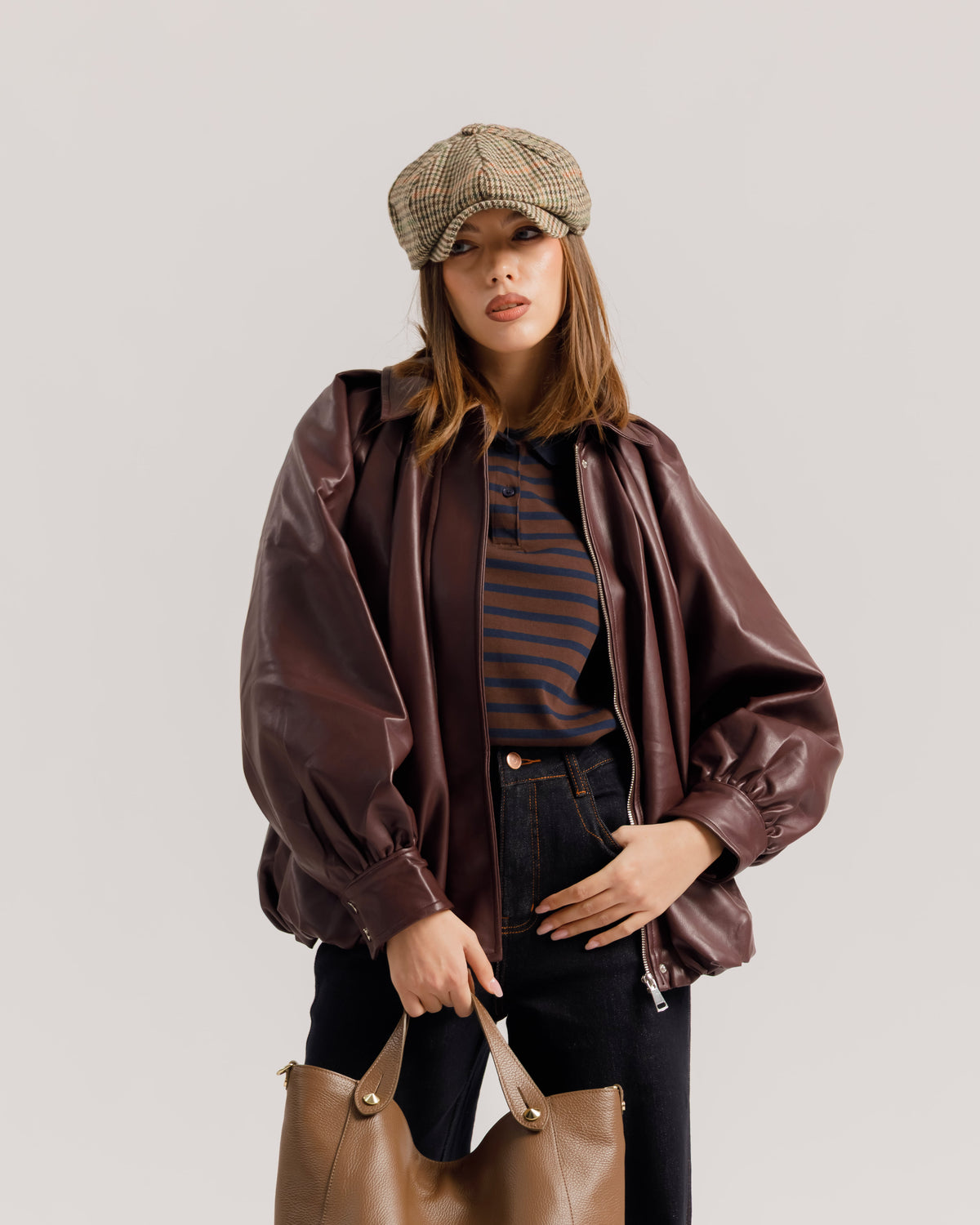 Bomber volume finta pelle BORDEAUX - CV2237