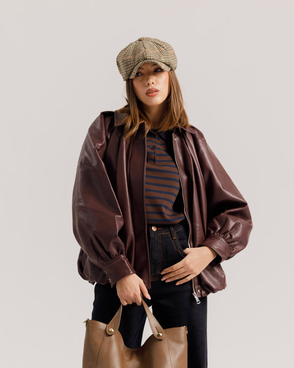 Bomber volume finta pelle BORDEAUX - CV2237