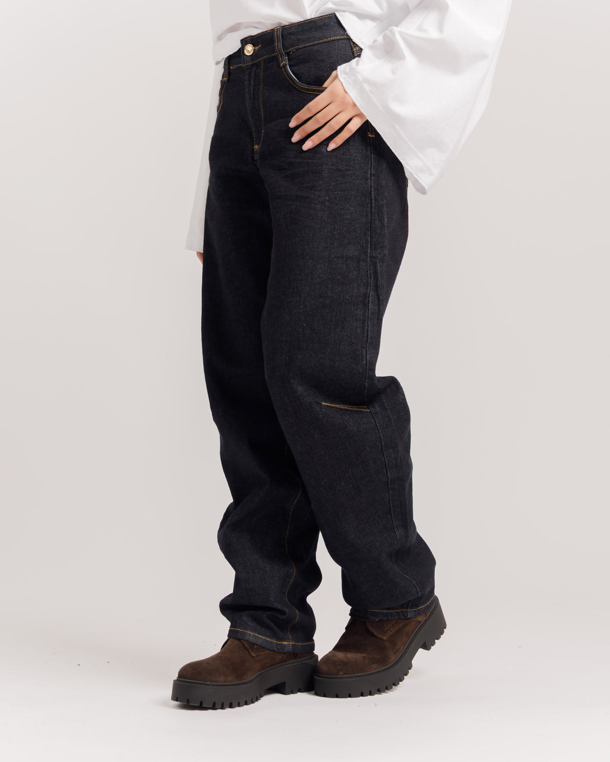 Jeans barrel blu scuro - H5777