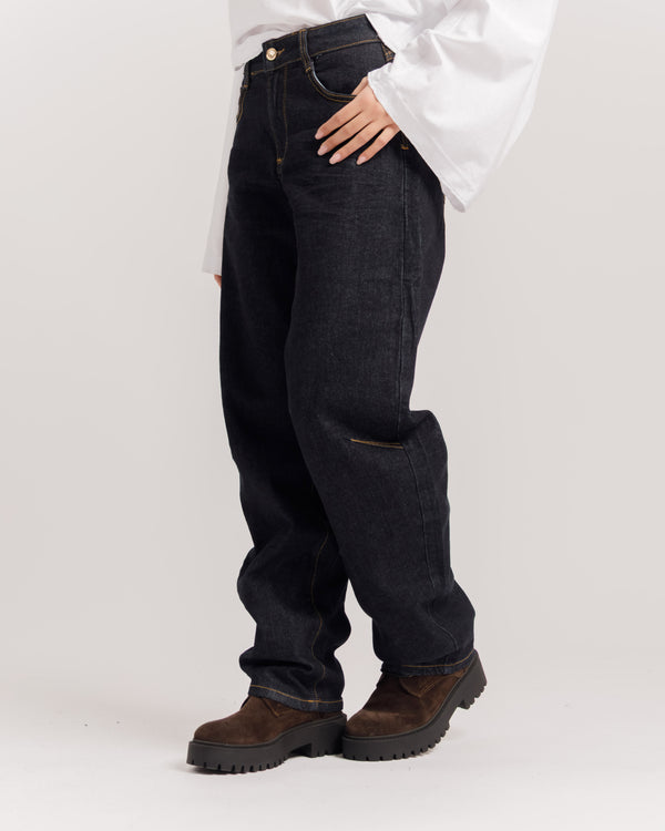 Jeans barrel blu scuro - H5777