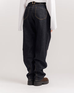 Jeans barrel blu scuro - H5777