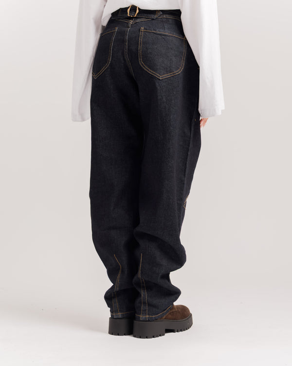 Jeans barrel blu scuro - H5777