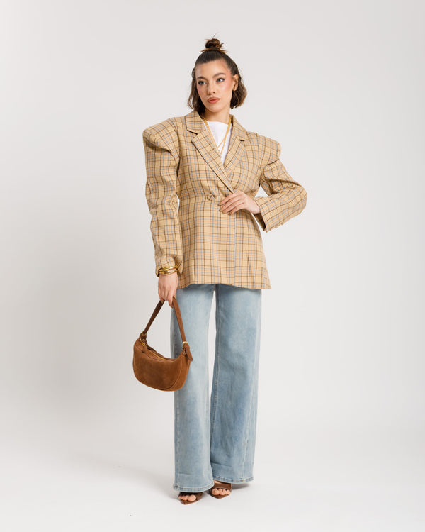 Blazer quadri BEIGE - V12919 slc