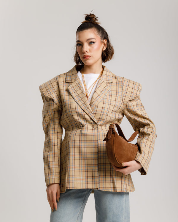 Blazer quadri BEIGE - V12919 slc