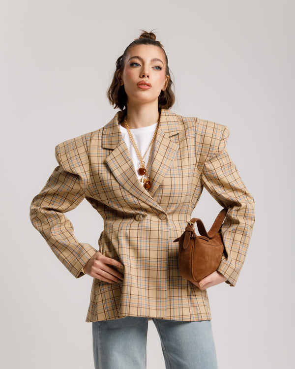 Blazer quadri BEIGE - V12919 slc
