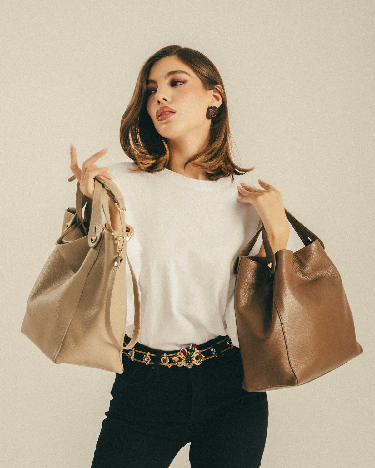 Borsa in pelle OLIVIA marrone - LOVING BAGS