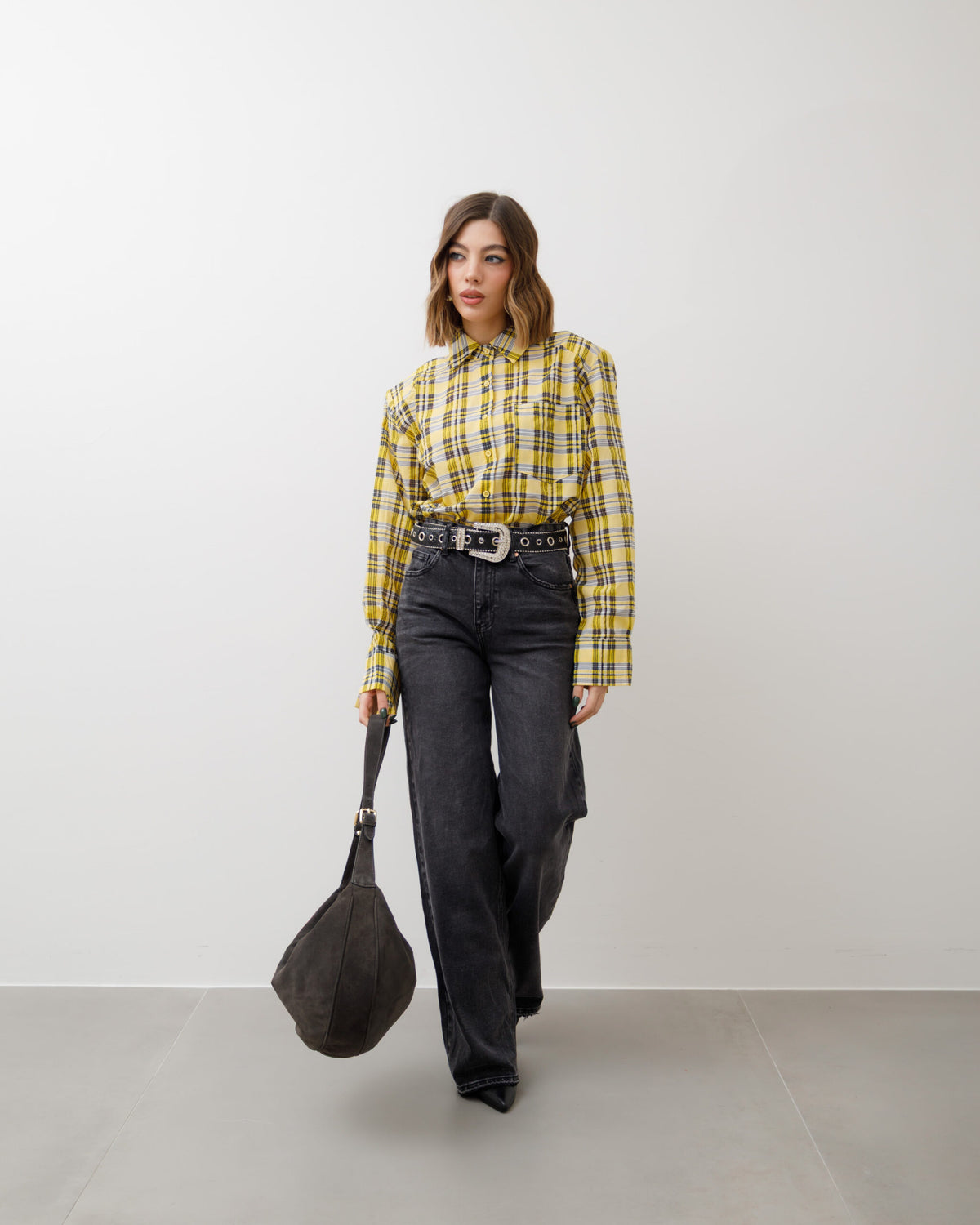 Camicia a quadri GIALLA - H12787