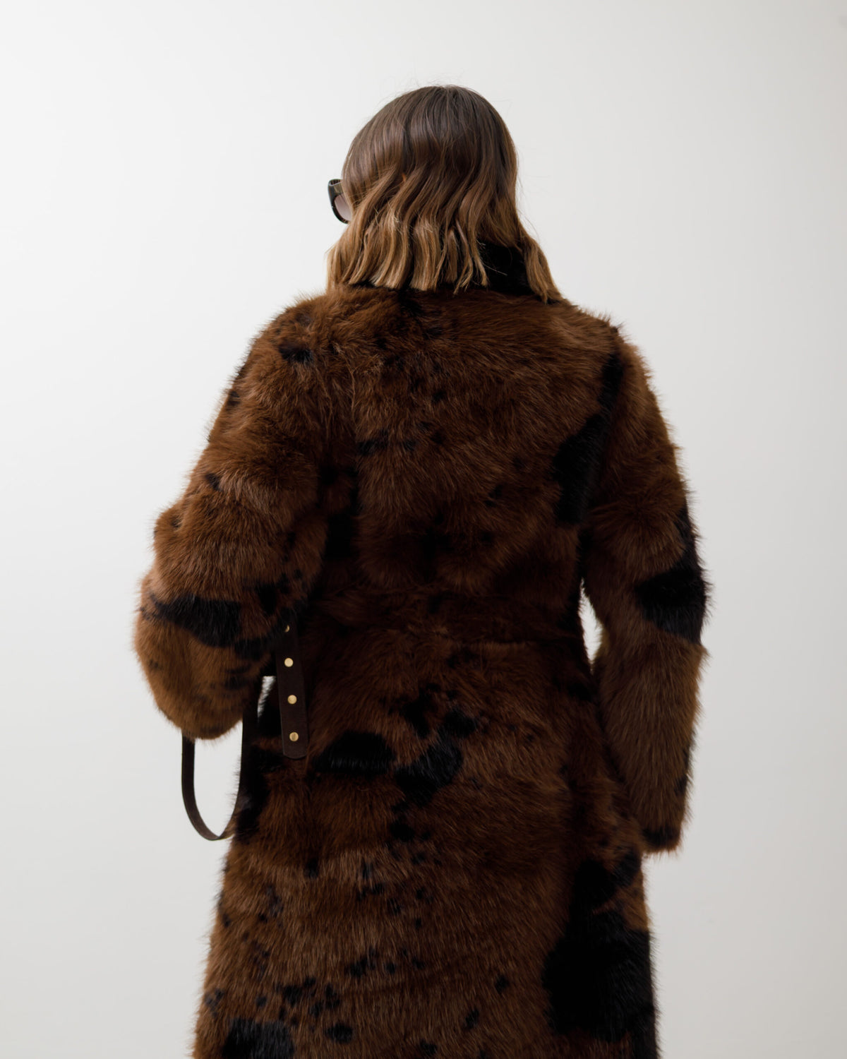 Eco-fur lunga con collo ampio stampata - A20