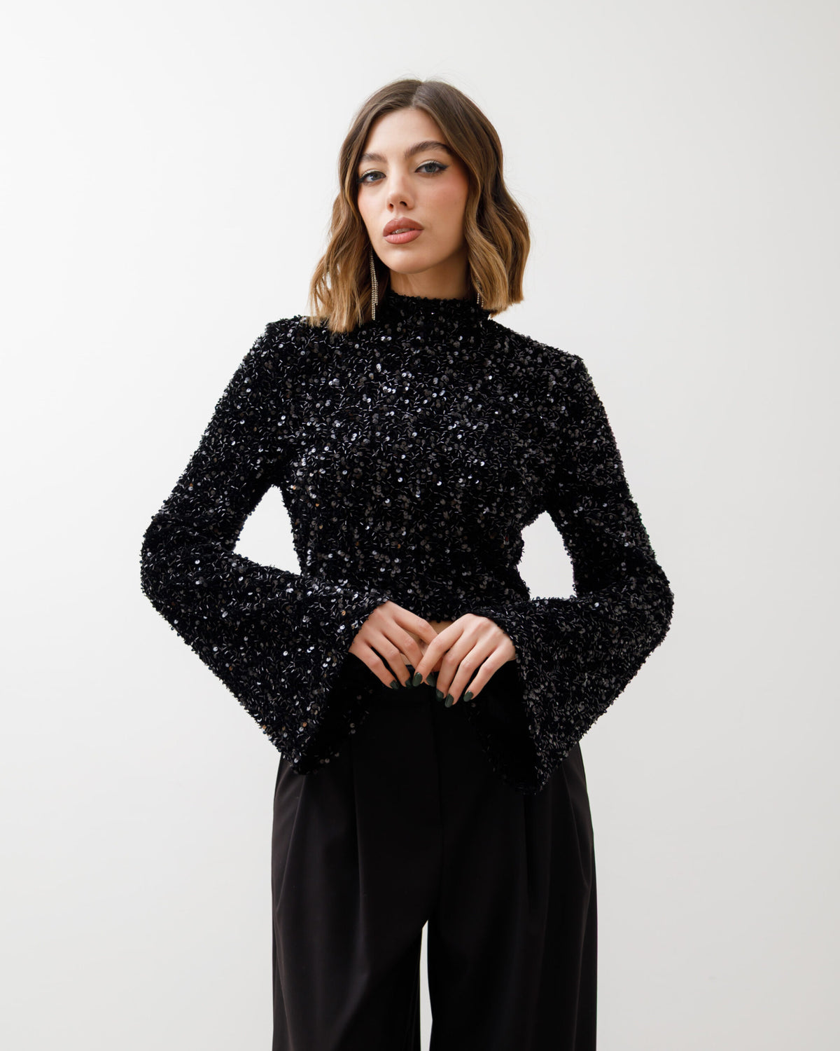 Maglia con colletto e paillettes - 23531 SLC
