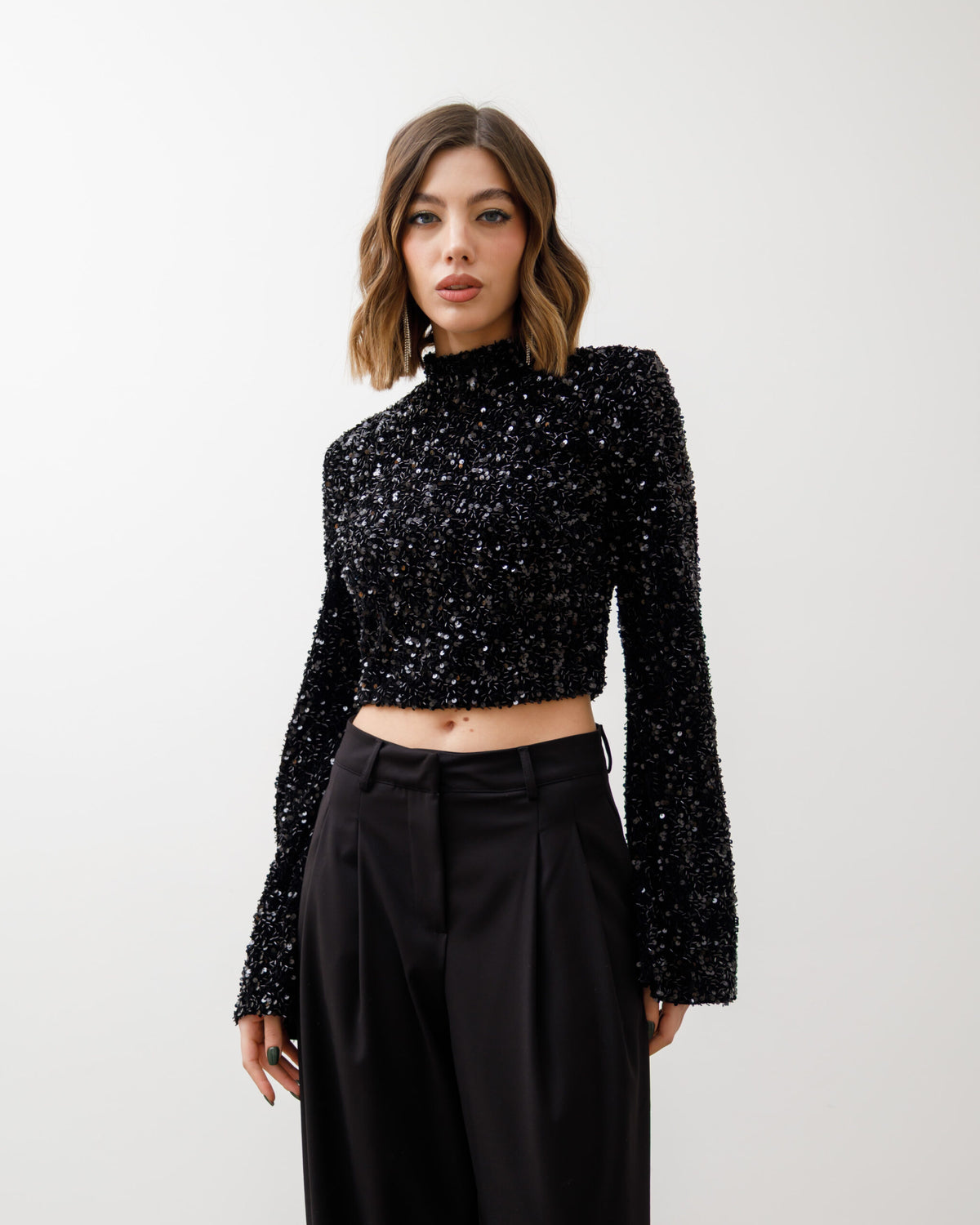 Maglia con colletto e paillettes - 23531 SLC
