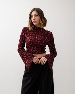 Maglia con colletto e paillettes - 23531 SLC