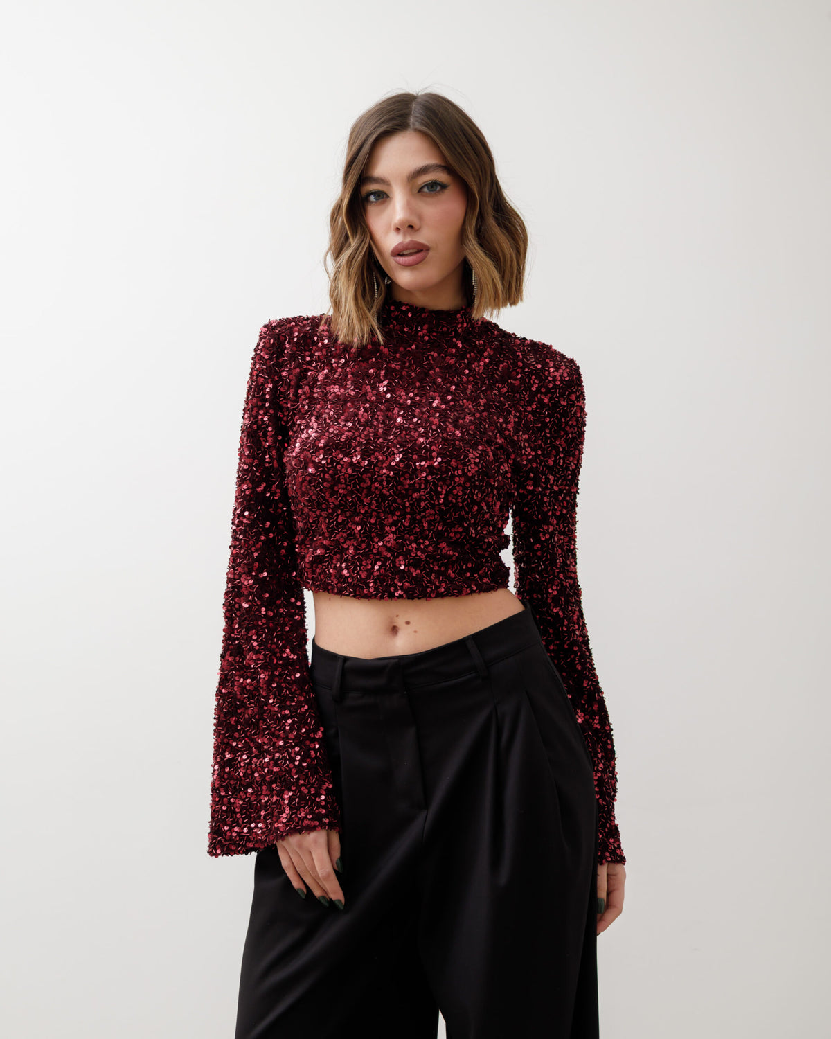 Maglia con colletto e paillettes - 23531 SLC