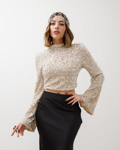 Maglia con colletto e paillettes - 23531 SLC