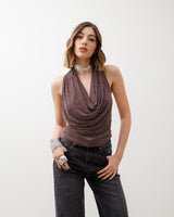 Top scollato con strass - 23490 slcn