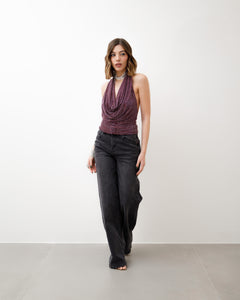 Top scollato con strass - 23490 slcn
