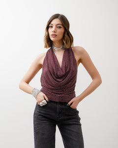 Top scollato con strass - 23490 slcn