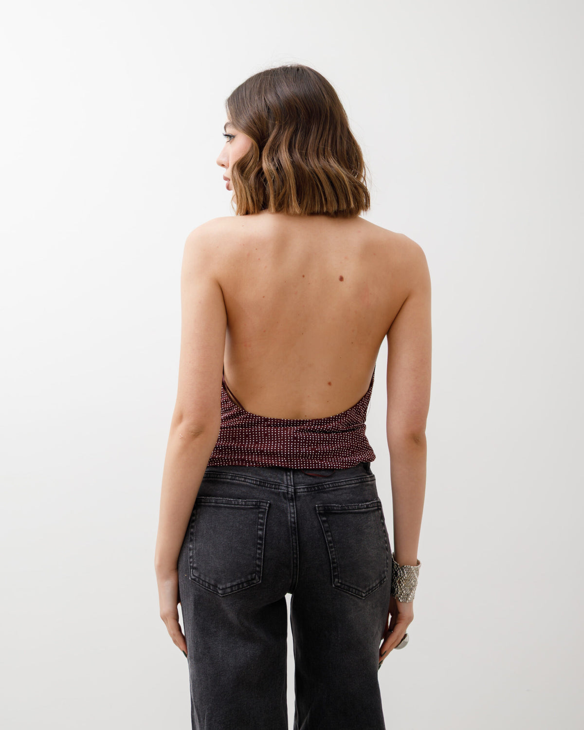 Top scollato con strass - 23490 slcn
