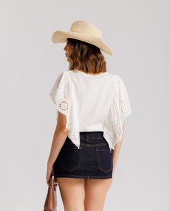 Camicia in cotone e pizzo - 910